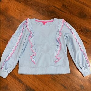 Lilly Pulitzer Periwinkle Blue Suzy Scalloped Pullover Sweatshirt S Preppy